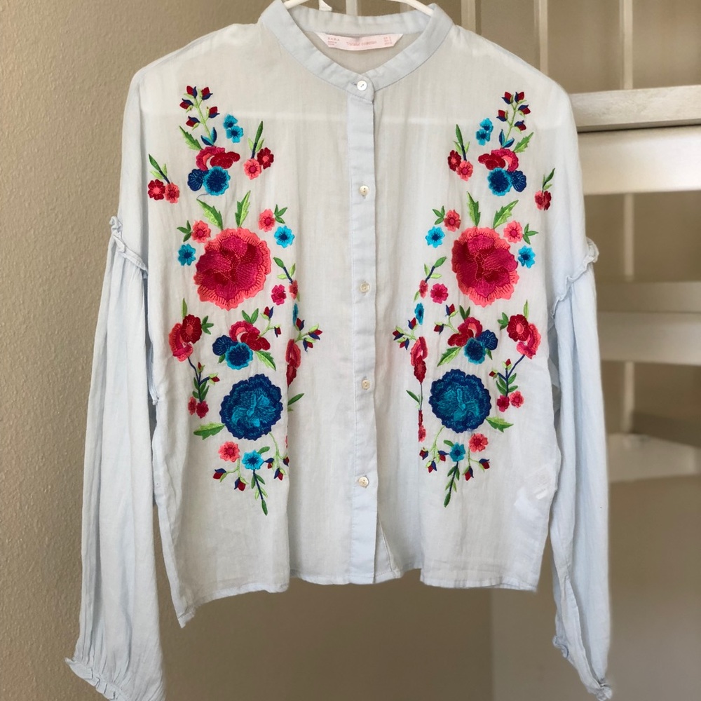 Zara embroidered top